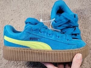 NWOT Fenty x Puma Chunky Sneakers Womens 5.5 Blue Lime Campus College School